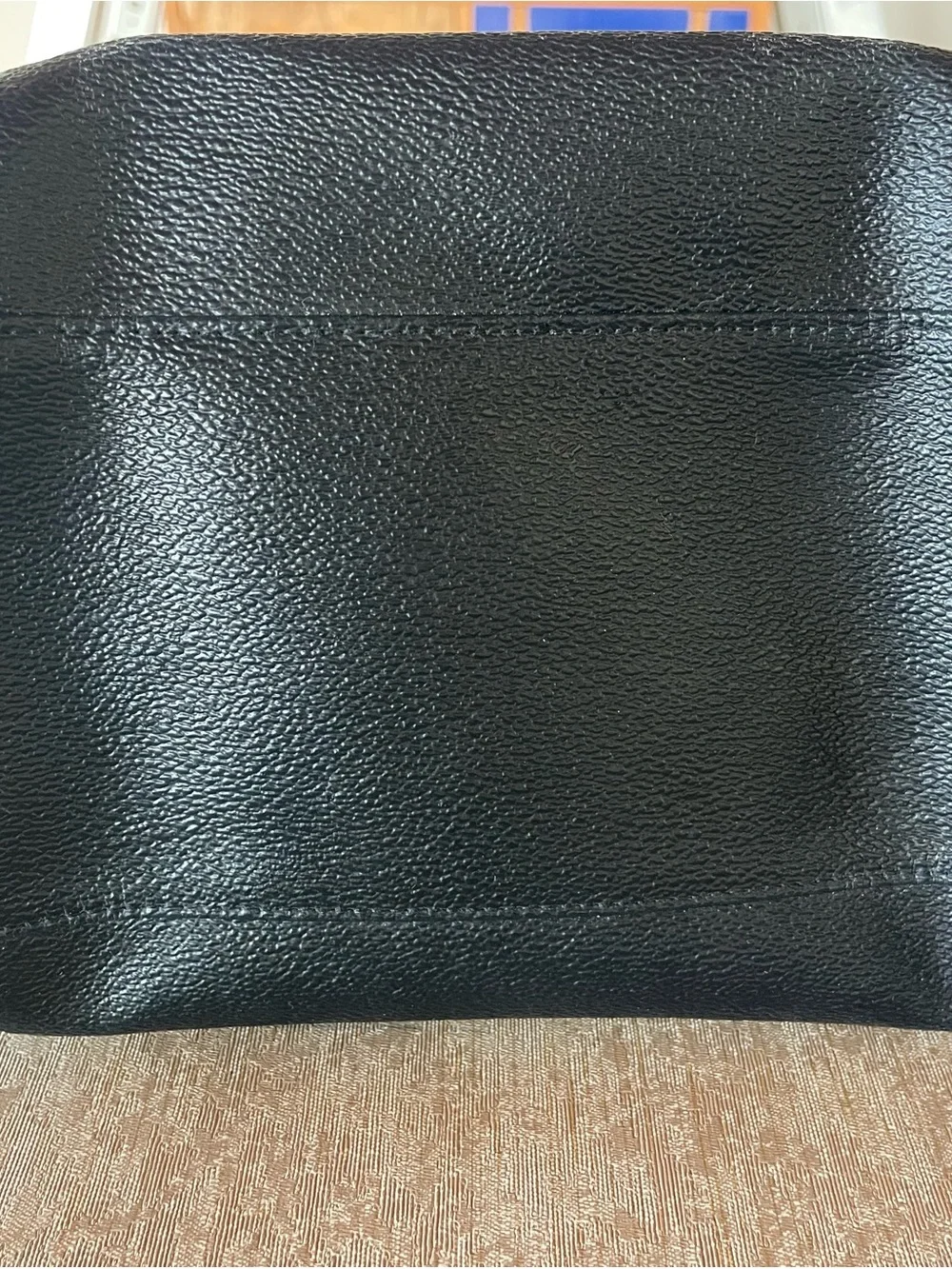 Black Cosmetic Travel Case with Orange Accent Patch